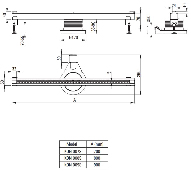Линейный щелевой слив Deante