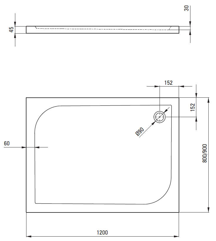 Поддон прямоугольный Deante Cubic