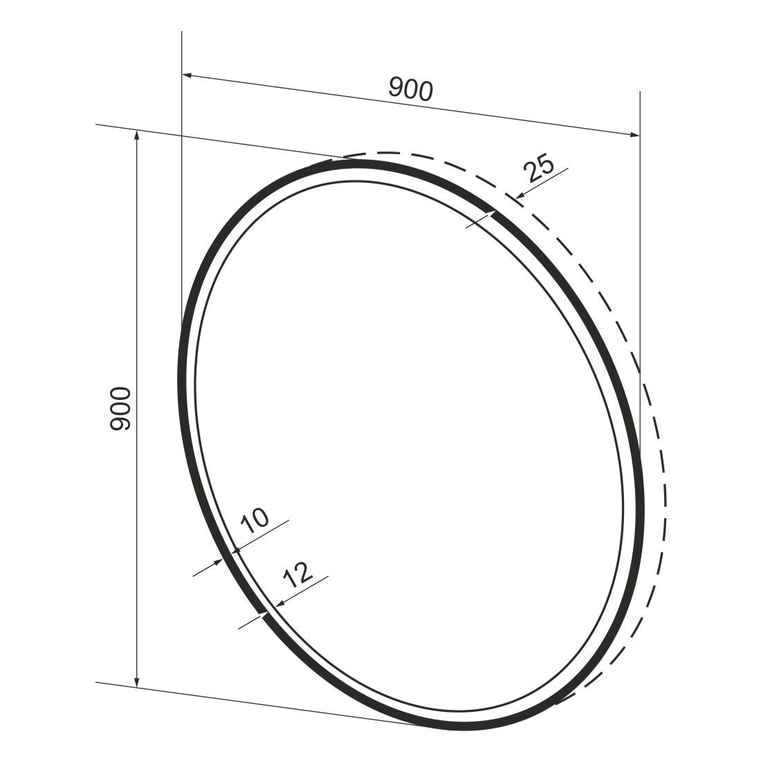 Круглое зеркало с фронтальной LED-подсветкой Wellsee 7 Rays' Spectrum 90, 172200260