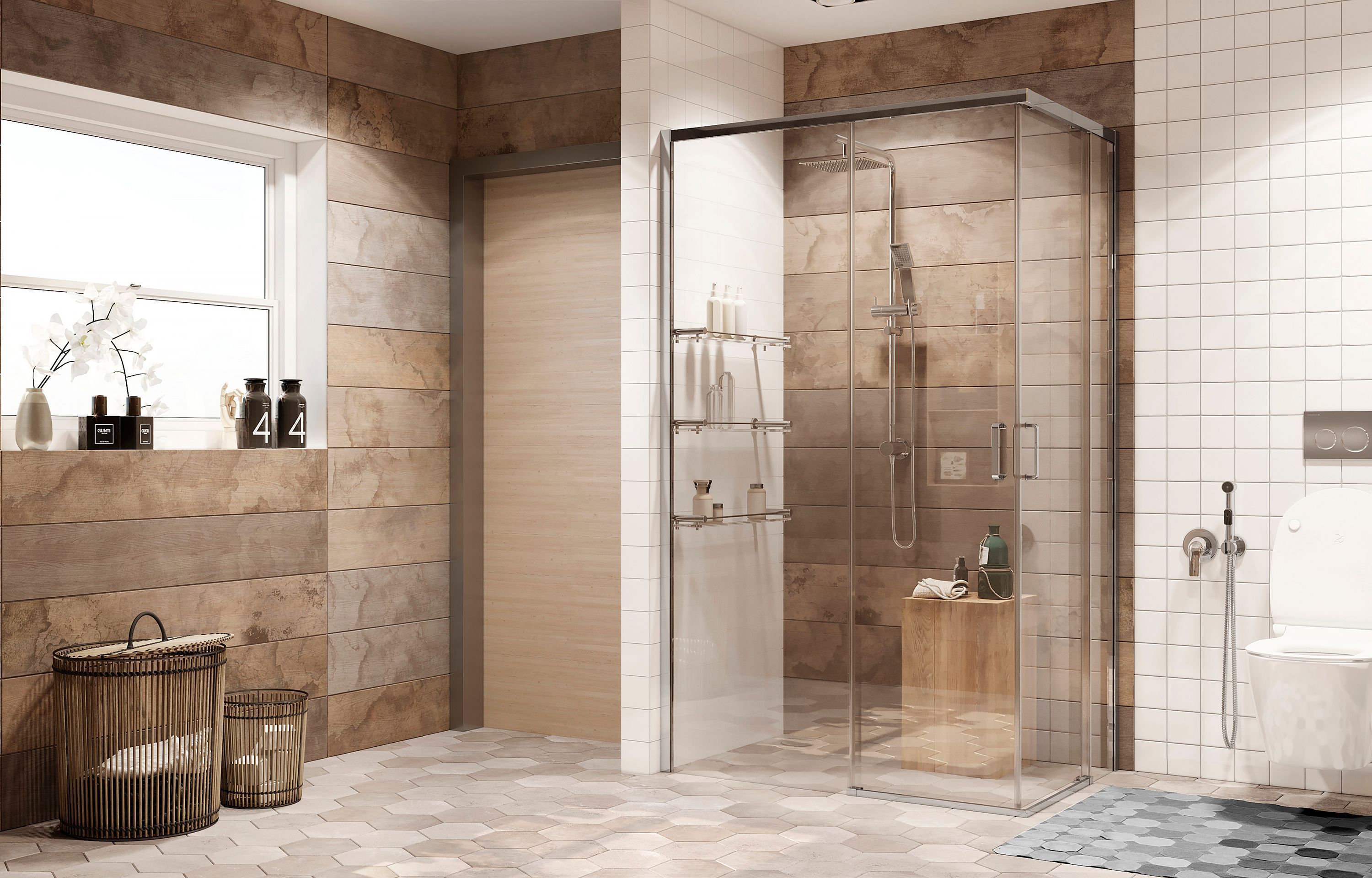 Прямоугольное душевое ограждение Ambassadro Queen 11011106L