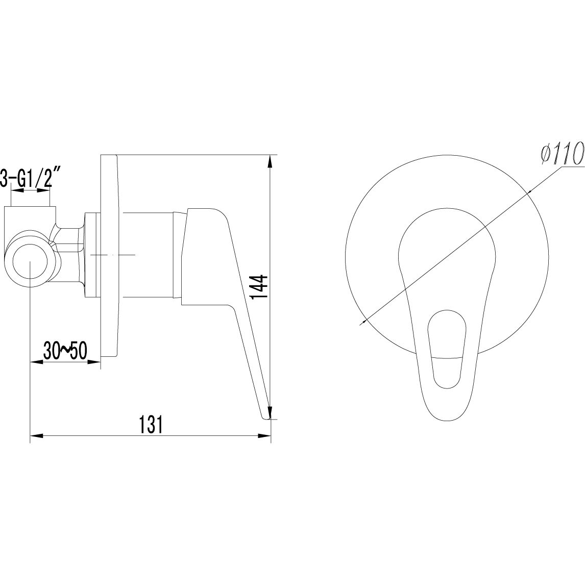 Смеситель для душа встраиваемый без аксессуаров Lemark Luna, LM4123C