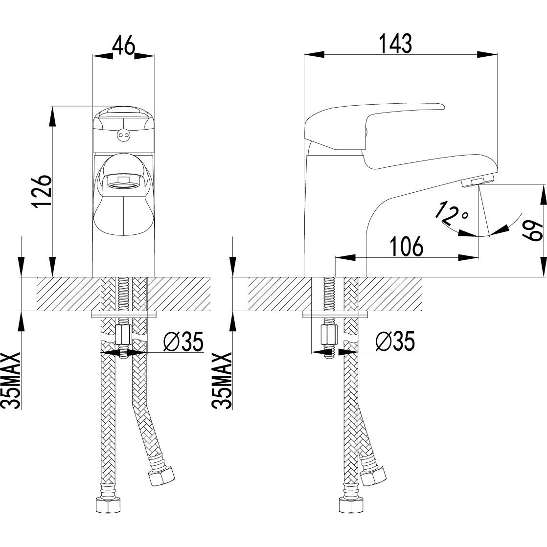 Смеситель для умывальника монолитный Lemark Pramen, LM3306C