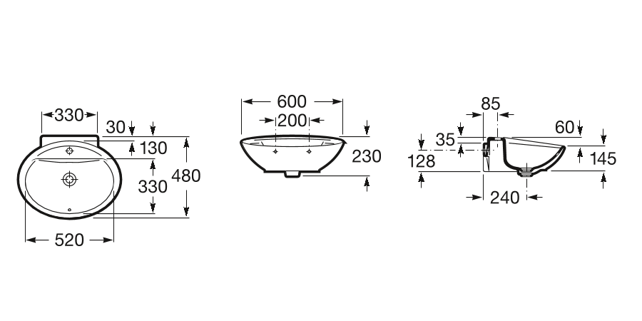 Умывальник накладной Roca Fontana 60x48, A327877000