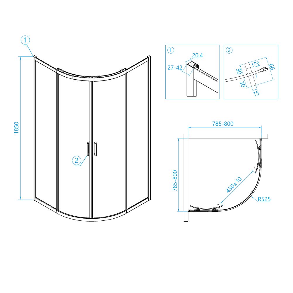 Душевой уголок RGW CL-53 80x80, 06095388-11