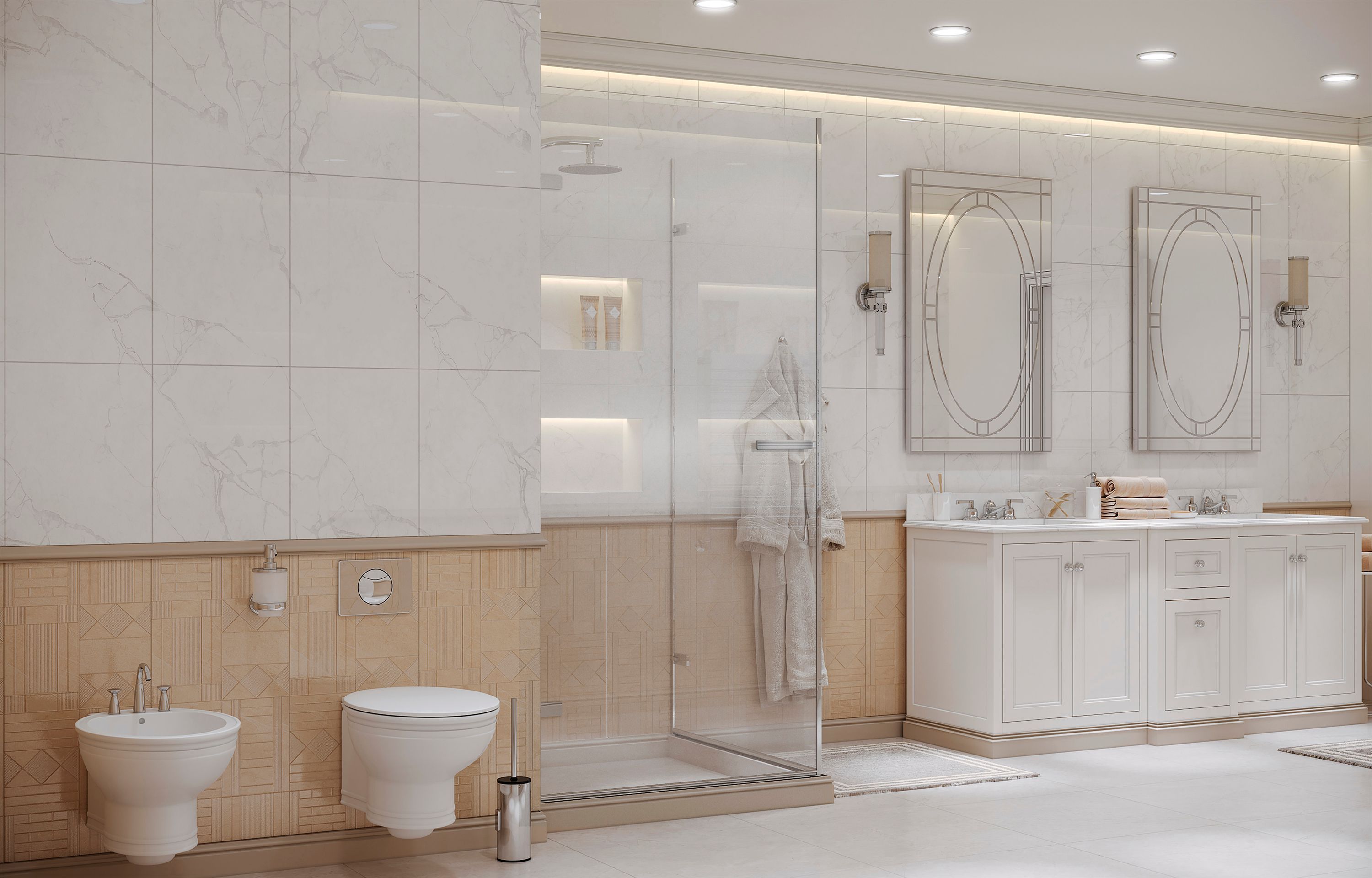 Квадратное душевое ограждение с двумя дверями Ambassador Amber