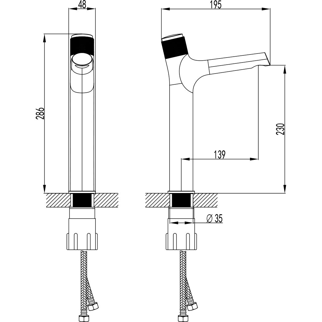 Смеситель для умывальника кнопочный высокий монолитный Lemark Project, LM4679C