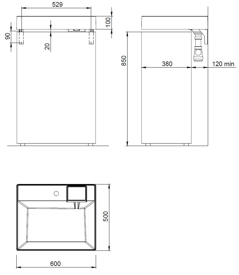 Раковина Andrea Cometa 60x50