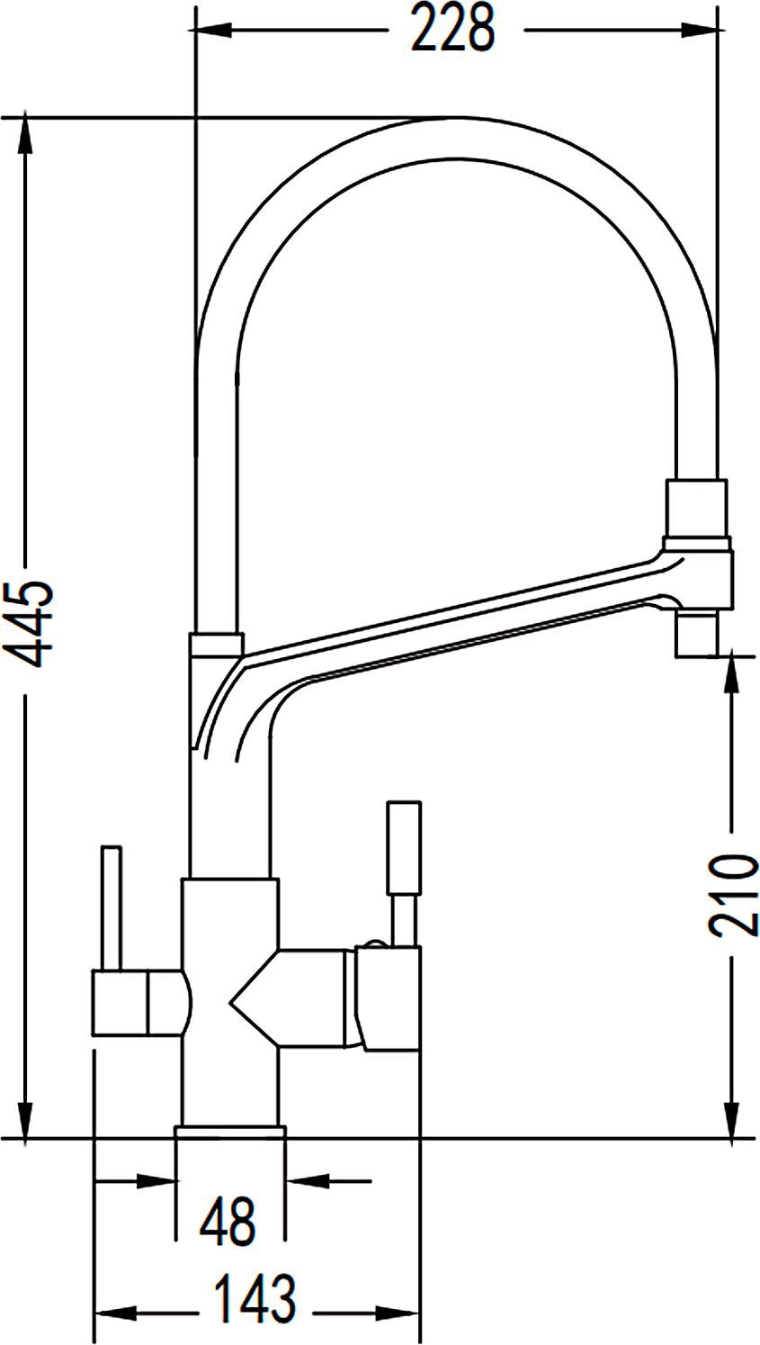 Смеситель для кухни с гибким изливом под фильтр Rose, R658Q