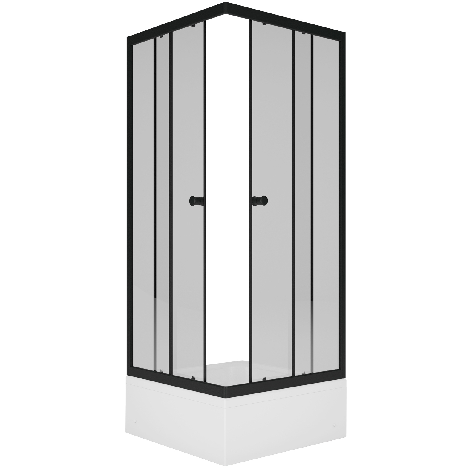 Квадратный душевой уголок Метакам Universal Black (прозрачное стекло)