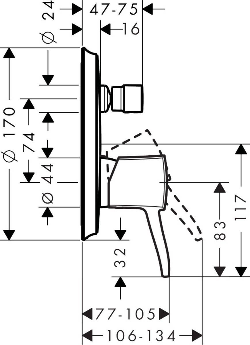 Смеситель для ванны Hansgrohe Metris, 31345090