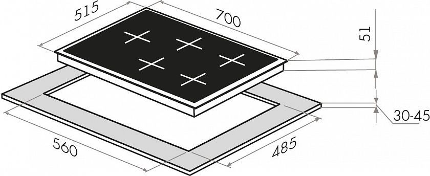 Газовая варочная панель Maunfeld EGHE.75.33CBG2.R\G