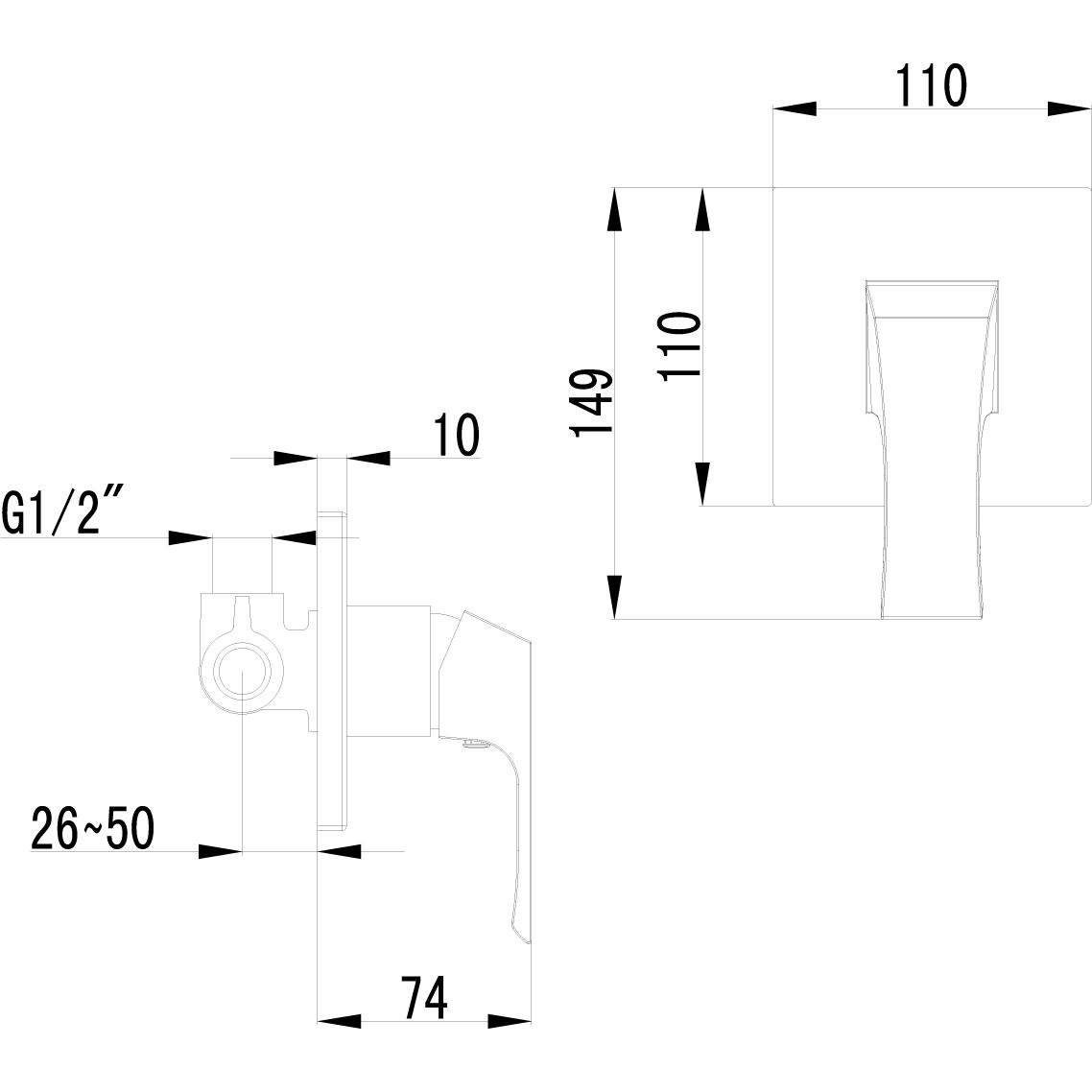 Смеситель для душа встраиваемый без аксессуаров Lemark Unit, LM4523C
