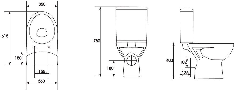 Компакт Cersanit Parva New Clean On 011, S-KO-PA011-3/6-COn-DL-w