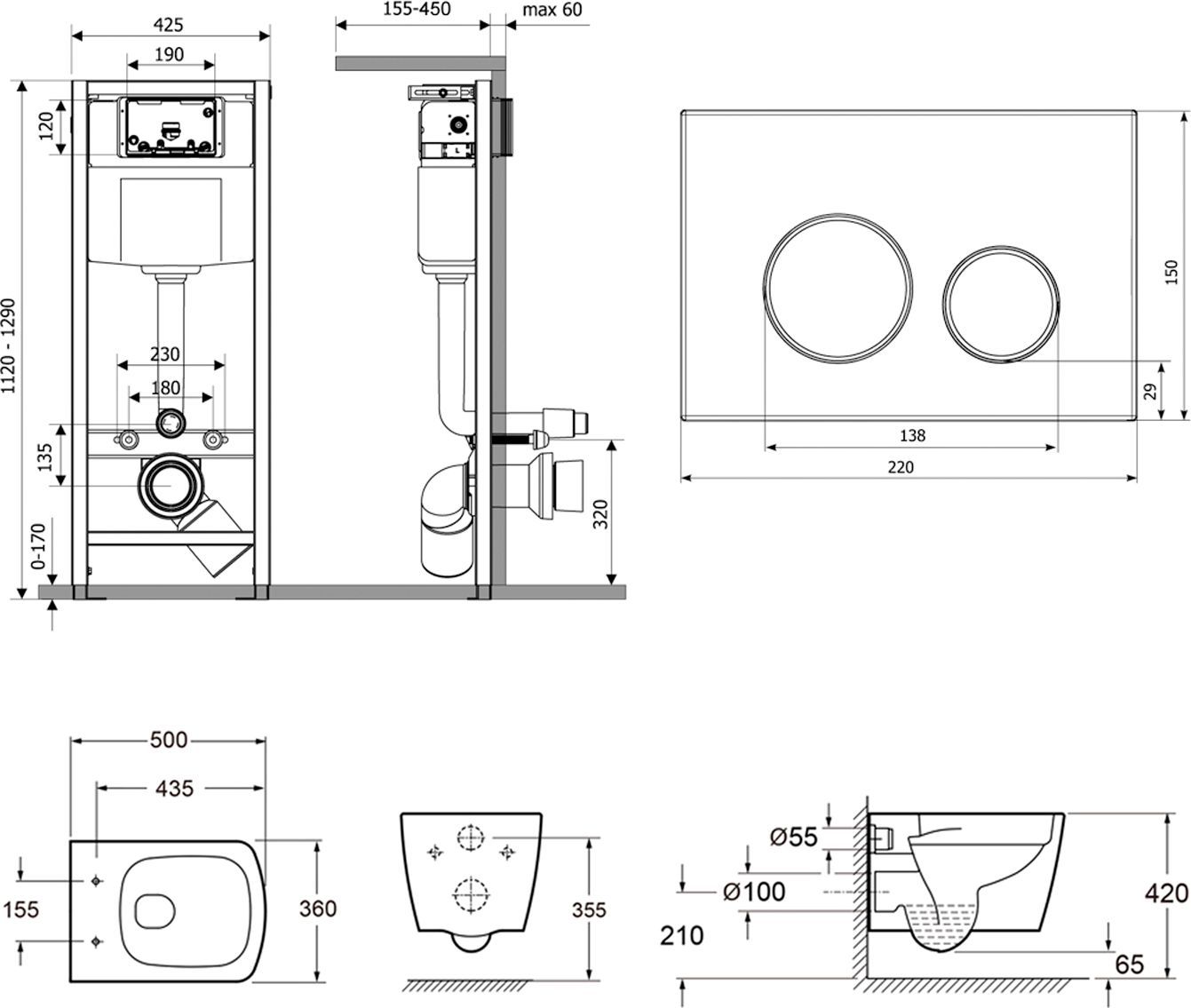 Комплект инсталляции и унитаза 6 в 1 Lavinia Boho Relfix Aveo Rimless, 77050210