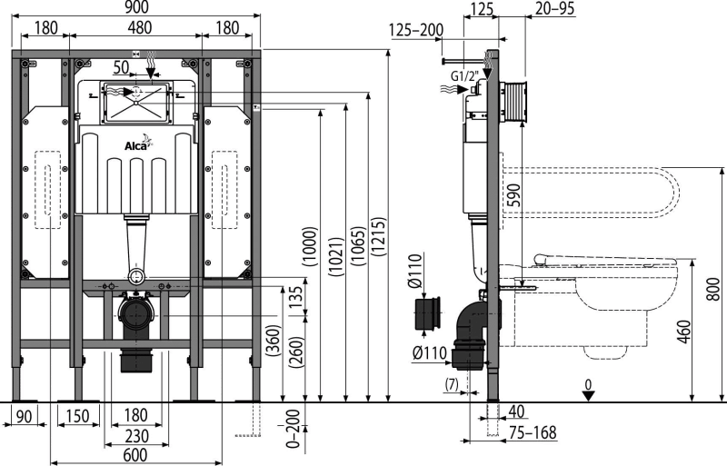 Скрытая система инсталляции Alcaplast Sadromodul, AM101/1300H