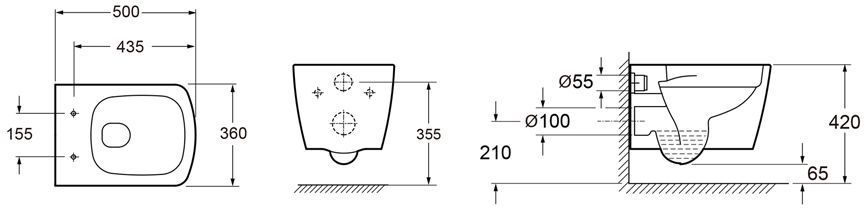 Подвесной унитаз Lavinia Boho Aveo Rimless, 3306002R