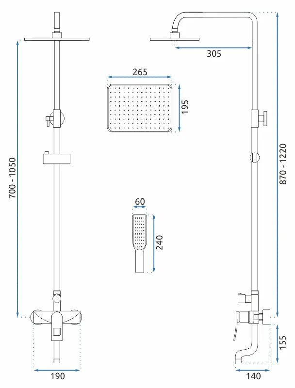 Душевая система Rea Soul Black/Gold Matt, REA-B9962