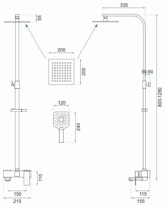 Душевая система Rea Fort Black, REA-P9861