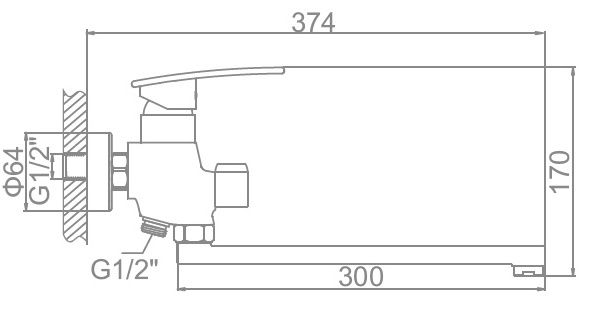 Смеситель для ванны Ledeme L2270