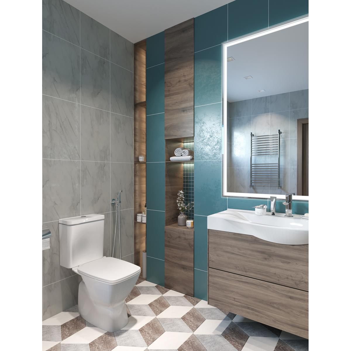 Напольный унитаз Santek Нео Rimless, 2 режима, тонкое сиденье дюропласт Soft Close, 1.WH30.2.418