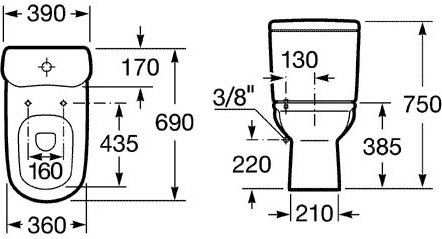 Напольный унитаз Roca Giralda с пневмокрышкой, 342466000 + 341469000 + ZRU9000047