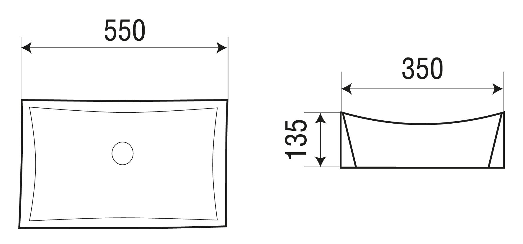Раковина накладная WeltWasser ELBACH 1002 55x35