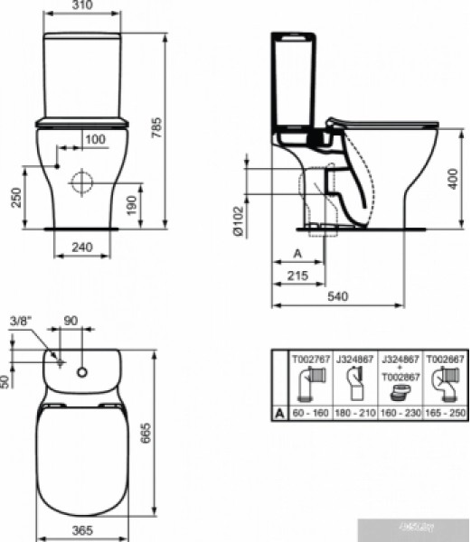 Напольный унитаз Ideal Standard Tesi Aquablade, T008701+T352701+T356801