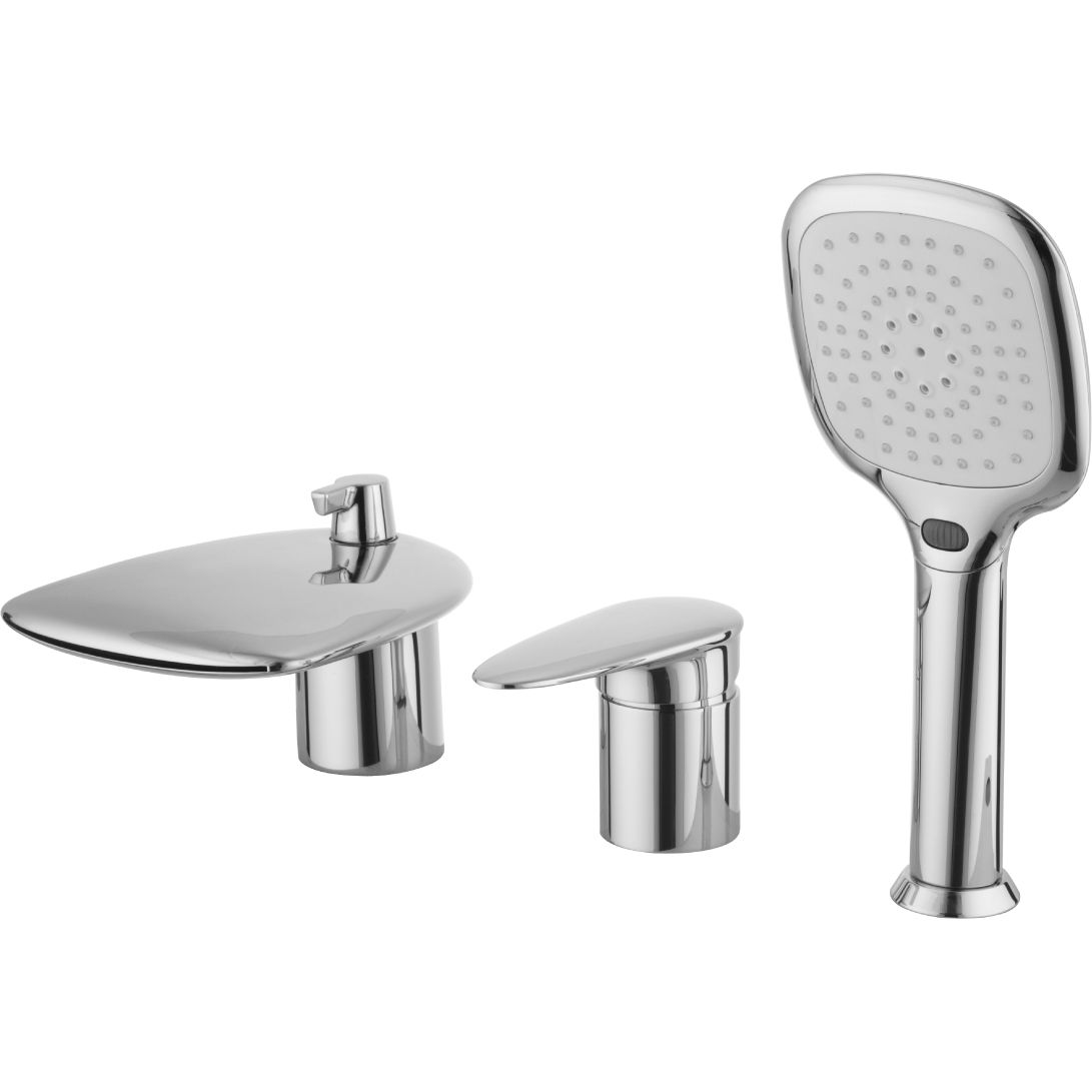 Смеситель для ванны встраиваемый на 3 отверстия с аксессуарами Lemark Status, LM4445C