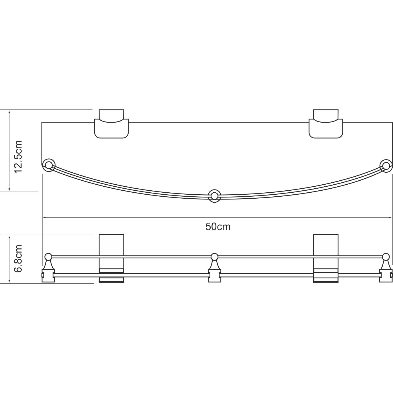Полка стеклянная с бортиком WasserKRAFT Exter, K-5244