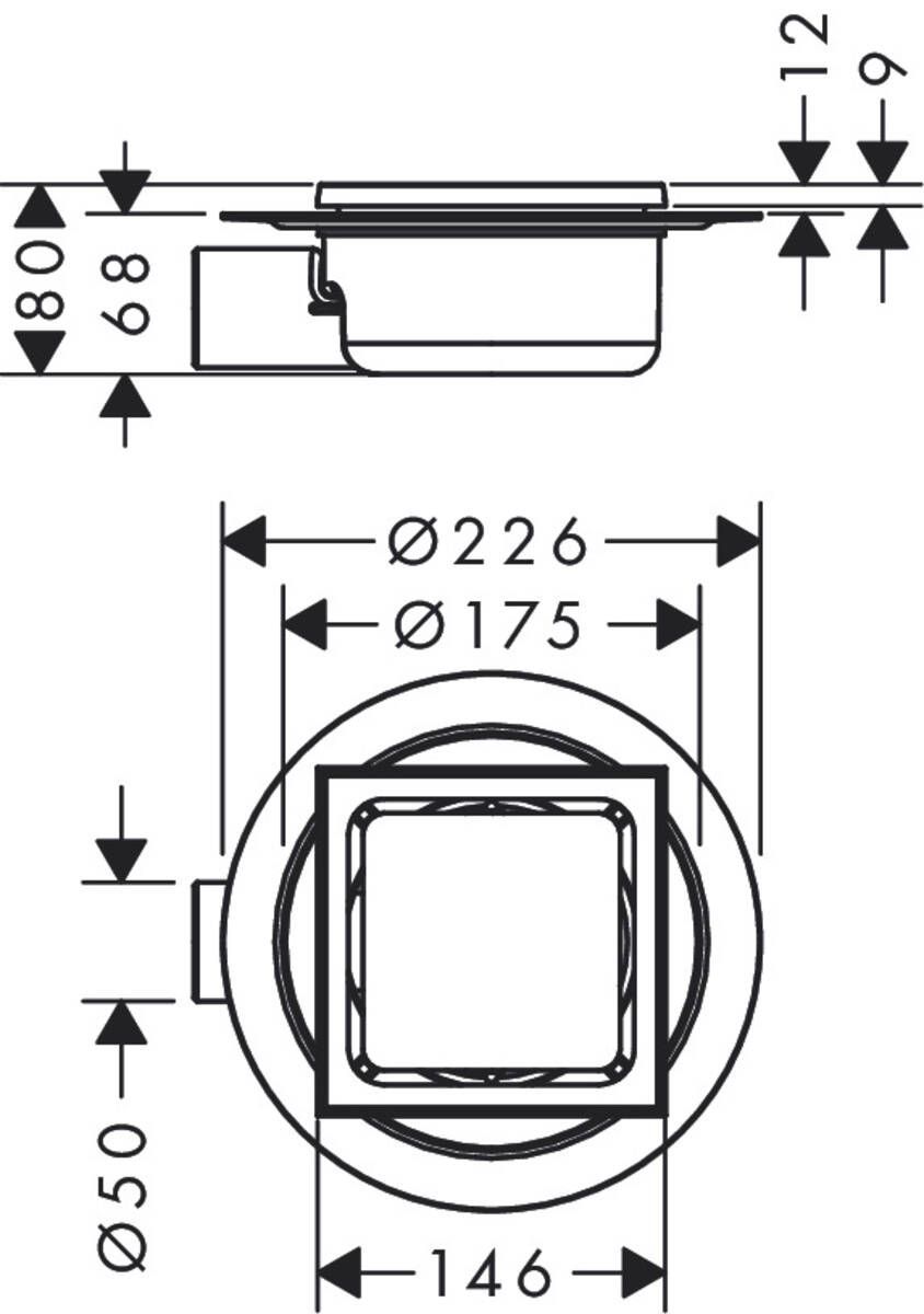 Точечный слив с решеткой 15х15 см Hansgrohe RainDrain Spot, 56055800