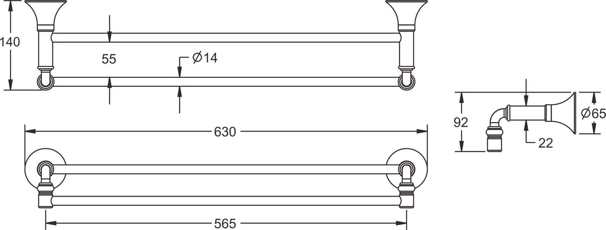 Полотенцедержатель двойной Rose, RG1227