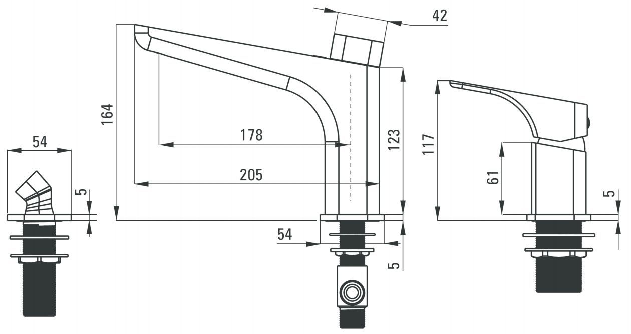 Смеситель для ванны врезной на 3 отверстия Deante Hiacynt Nero, BQH_N13M