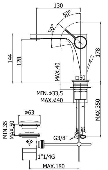 Смеситель для умывальника Paffoni Rock хром, RO071CR