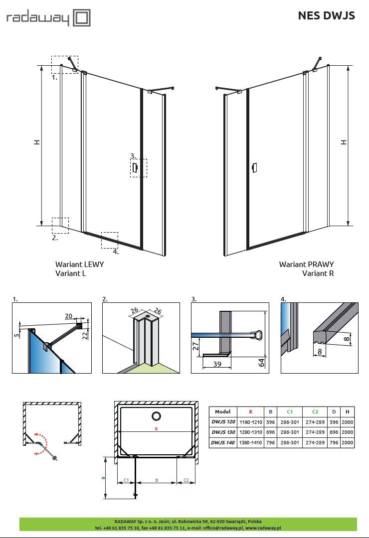 Двери в нишу Radaway Nes DWJS
