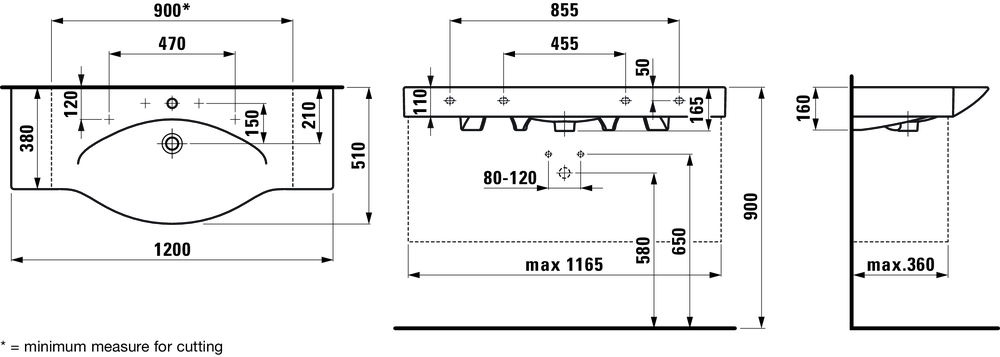 Раковина накладная Laufen Palace 120x51, 8.1170.4.000.104.R