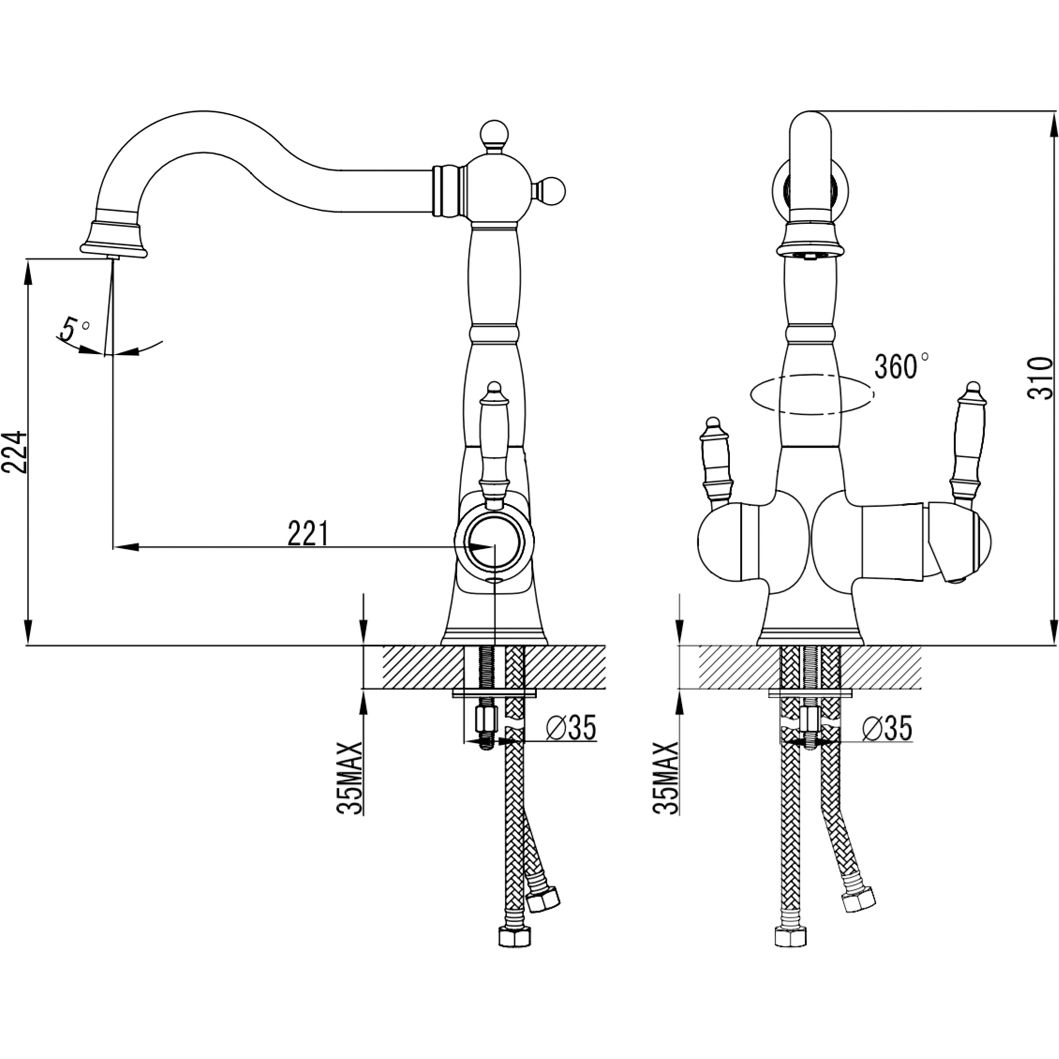 Смеситель для кухни с подключением к фильтру питьевой воды Lemark Villa, LM4858B