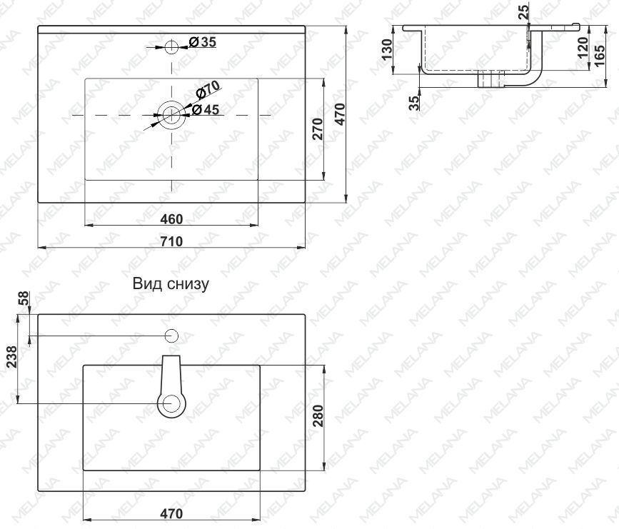 Раковина Melana MLN-E70 (9070E), 9070E-805