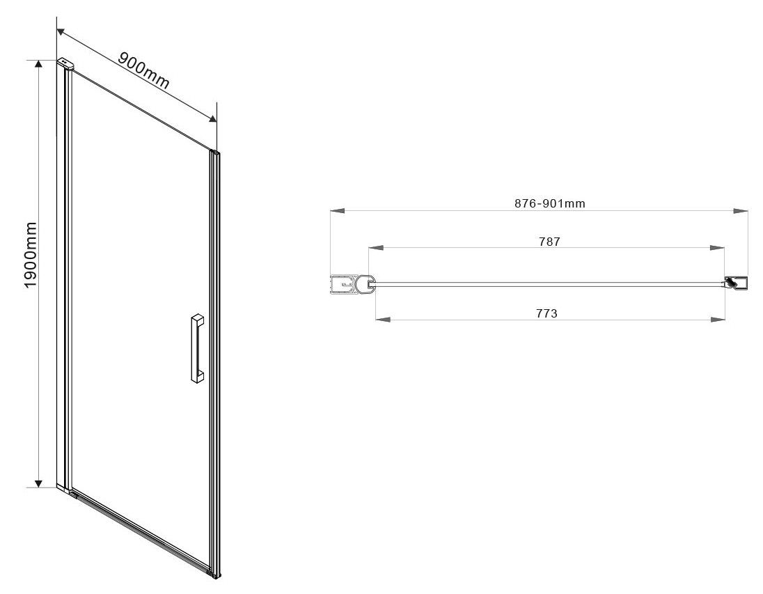 Душевая дверь Vincea Orta 90, VPP-1O900CH-R