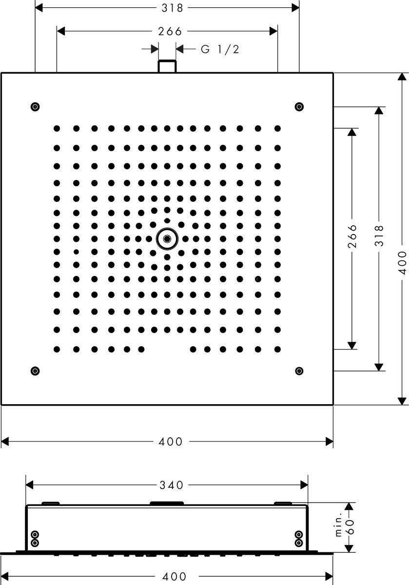 Верхний душ Hansgrohe Raindance E 400 1jet EcoSmart, 26253000