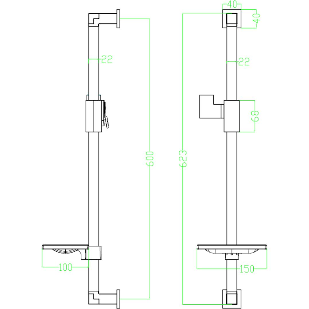 Стойка душевая 625 мм с прямоугольной мыльницей Lemark, LM8069C