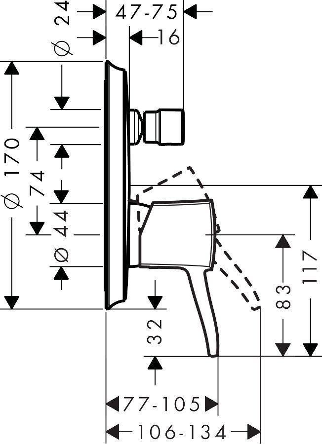 Смеситель для ванны Hansgrohe Metropol Classic, 31345000