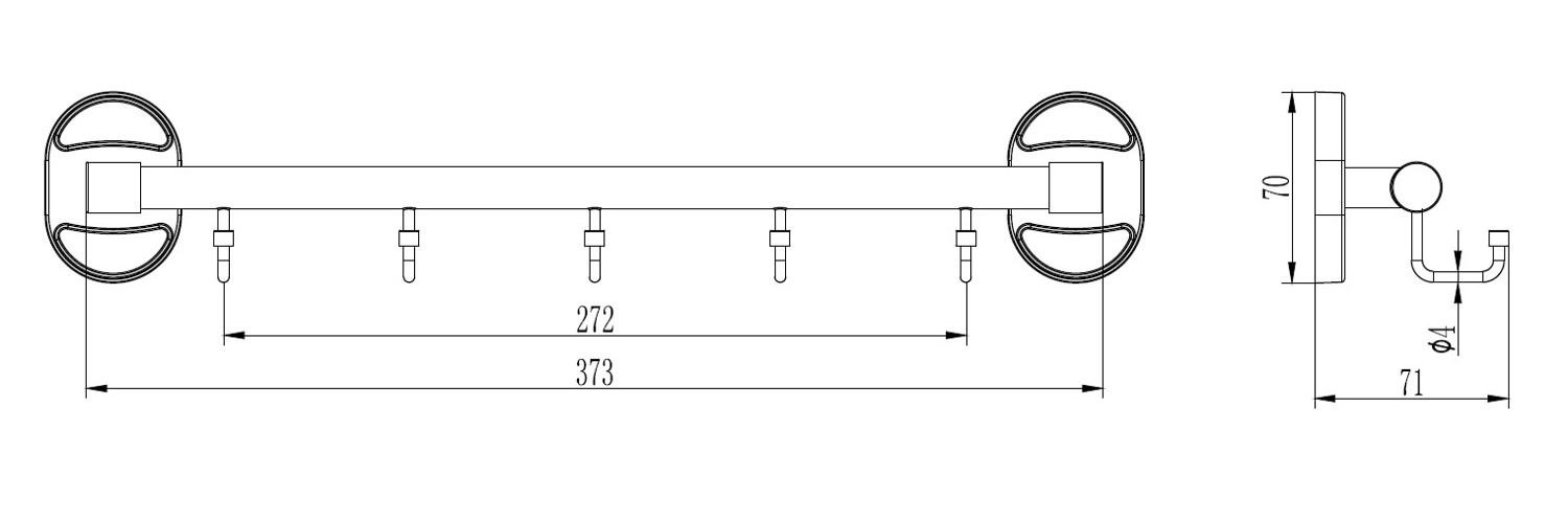 Планка с 5 неподвижными крючками Ledeme L1916-5