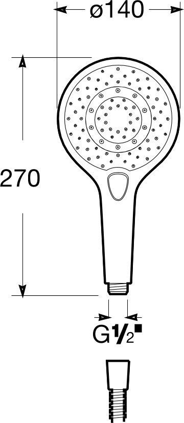 Ручной душ Roca Plenum Round 140 мм, 75B1111C00