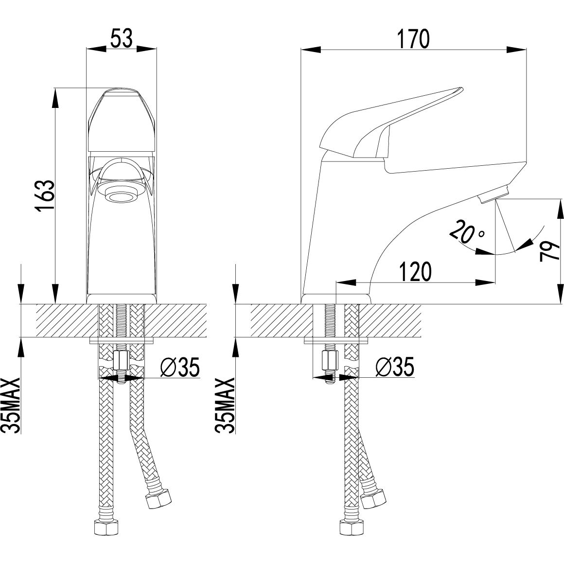 Посейдон Смеситель для умывальника монолитный Lemark Poseidon, LM4206C