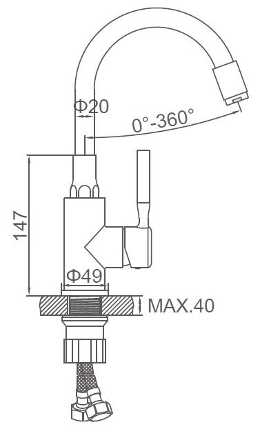 Смеситель для умывальника с гибким изливом зеленый/хром Ledeme L1399-5
