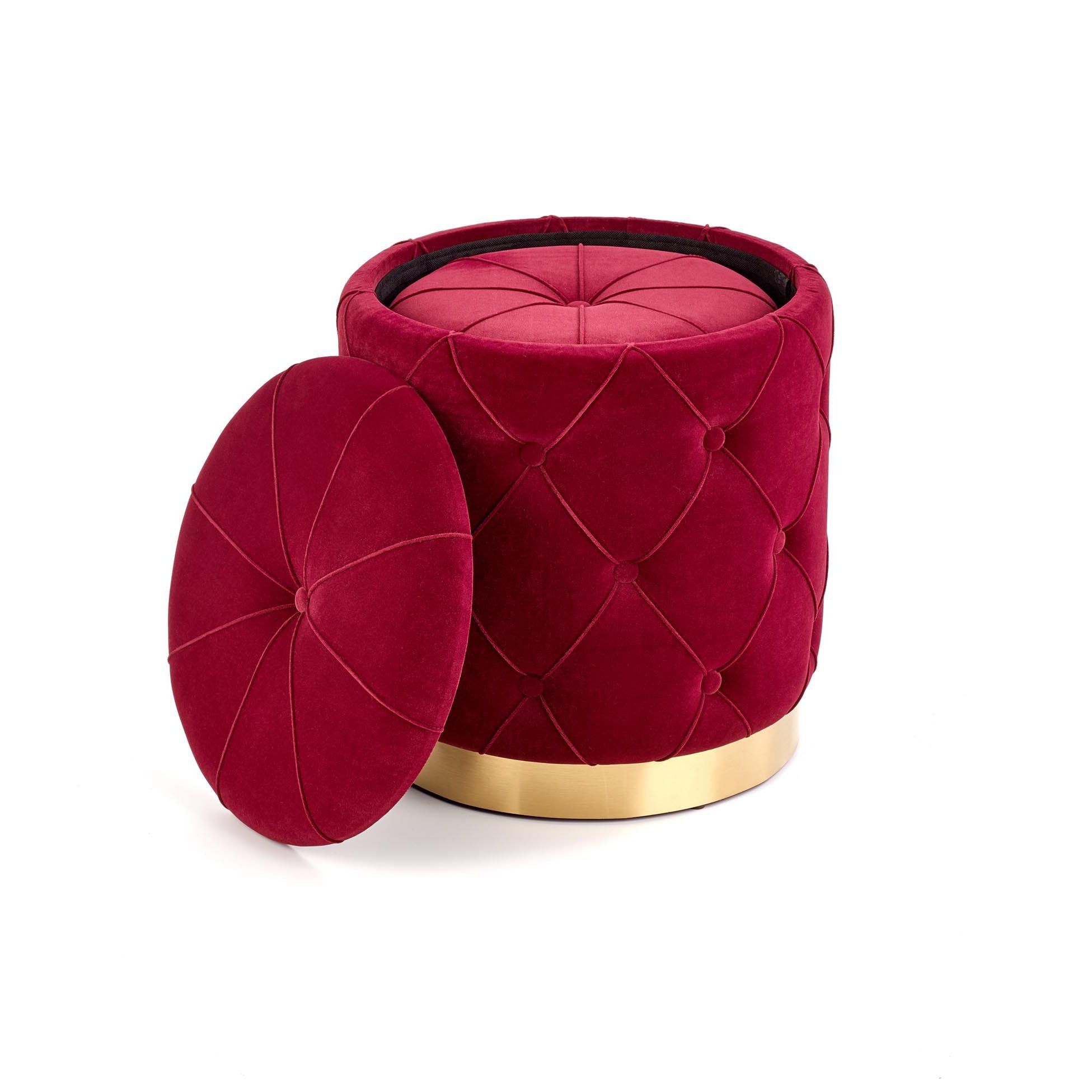 Комплект Halmar Polly (2 пуфа) бордовый/золотой, V-CH-POLLY-PUFA-BORDOWY