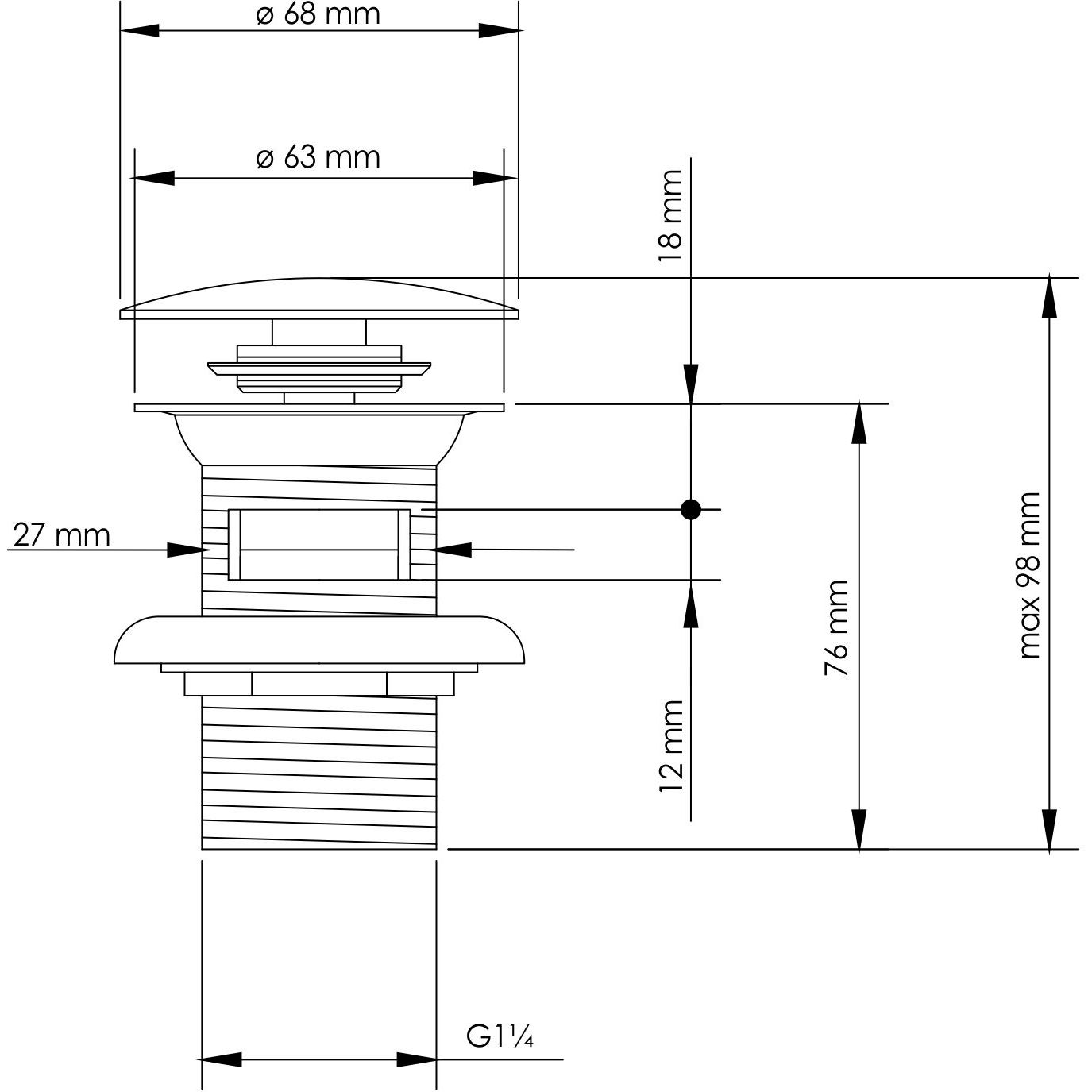 Донный клапан Push-up WasserKRAFT, A080