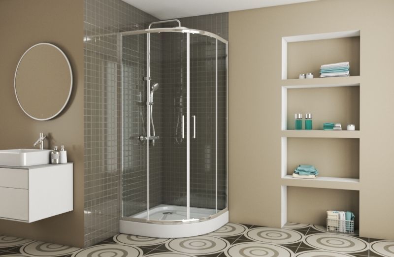 Полукруглый душевой уголок с поддоном Bravat Drop