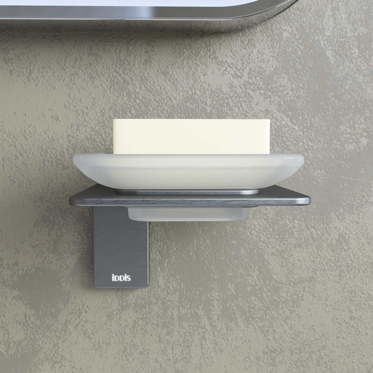 Мыльница, матовое стекло, сплав металлов графит, Iddis Slide, SLIGMG0i42