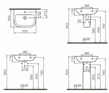 Умывальник подвесной Vitra S20 55x44, 5502B003-0001